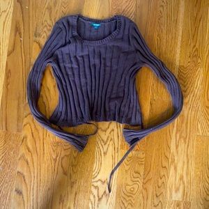 Wild fable brown long sleeve open back sweater